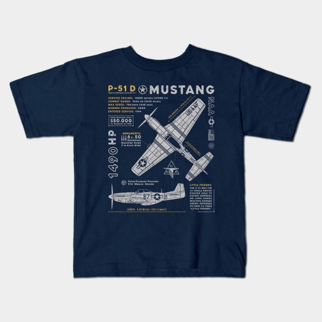 P-51 Mustang Kids T-Shirt by 909 Apparel